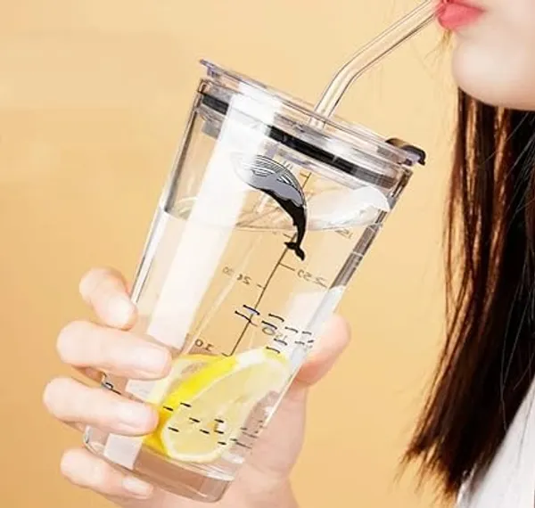 Transparent_Glass_Mug_Random_Design_Cartoon_Pattern_Creative_Multipurpose_Drinking_Glass_Measuring_Mug/Cup_With_Silicone_Straw_And_Glass_Lid_Drink_For_Milk_Tea_Coffee_Juice_Cup_&_Mug