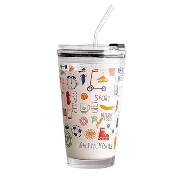 Transparent_Glass_Mug_Random_Design_Cartoon_Pattern_Creative_Multipurpose_Drinking_Glass_Measuring_Mug/Cup_With_Silicone_Straw_And_Glass_Lid_Drink_For_Milk_Tea_Coffee_Juice_Cup_&_Mug