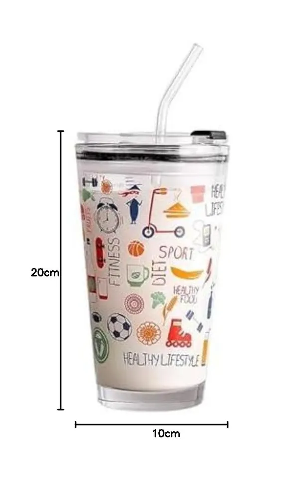 Transparent_Glass_Mug_Random_Design_Cartoon_Pattern_Creative_Multipurpose_Drinking_Glass_Measuring_Mug/Cup_With_Silicone_Straw_And_Glass_Lid_Drink_For_Milk_Tea_Coffee_Juice_Cup_&_Mug