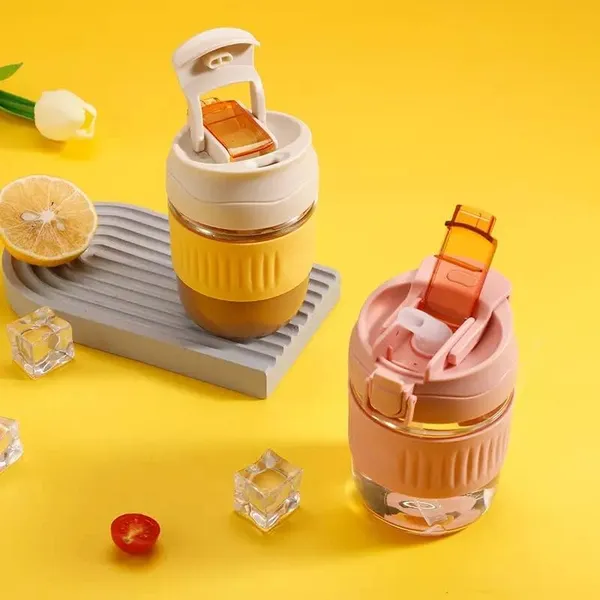 Pink_Reusable_Glass_Coffee_Sipper_With_Lid_And_Straw_350Ml_Leakproof_Tumbler_Travel_Mug_Smoothies_Any_Cold_Hot_Drinking_Cups