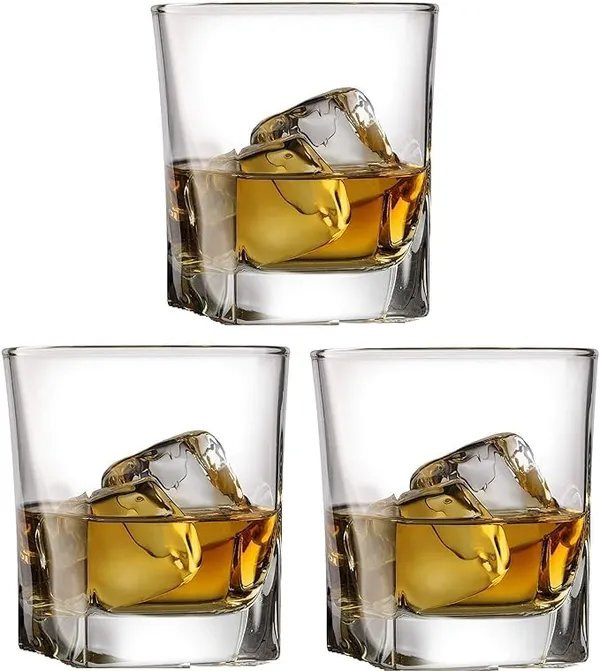 Transparent_250Ml_Modern_Whiskey_&_Wine_Square_Glass_With_Stunning_Heavy_Base_For_Multi-Purpose_Use_For_Whiskey_Water_Cocktail_Cold_Drinks_Welcome_Drinks_(Rock_Plaza)_(Set_Of_4)