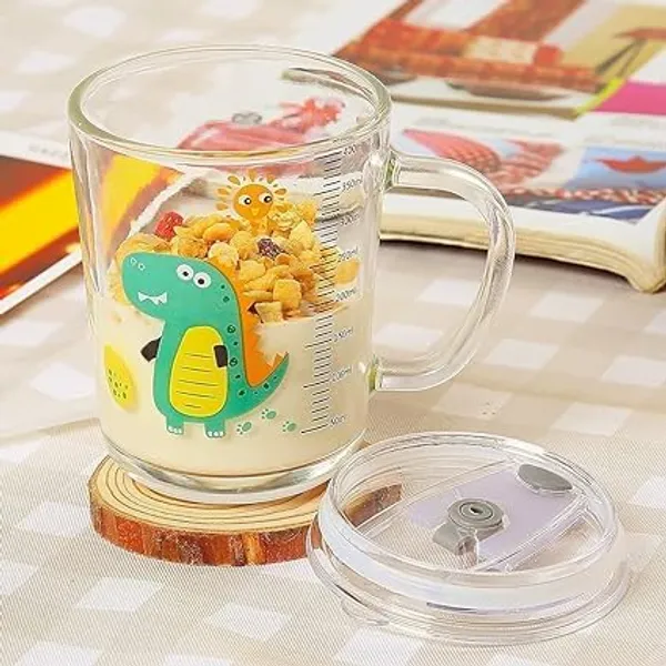 Transparent_Clear_Cartoon_Printed_Glass_Tumbler_Milk_Cup_With_Silicone_Straw_And_Lid_Handle_For_Girls_&_Boys_&_Adult_350Ml/_12Oz_Water_Mug_With_Scale_Juice_And_Drinking_Mug_(Set_Of_2)