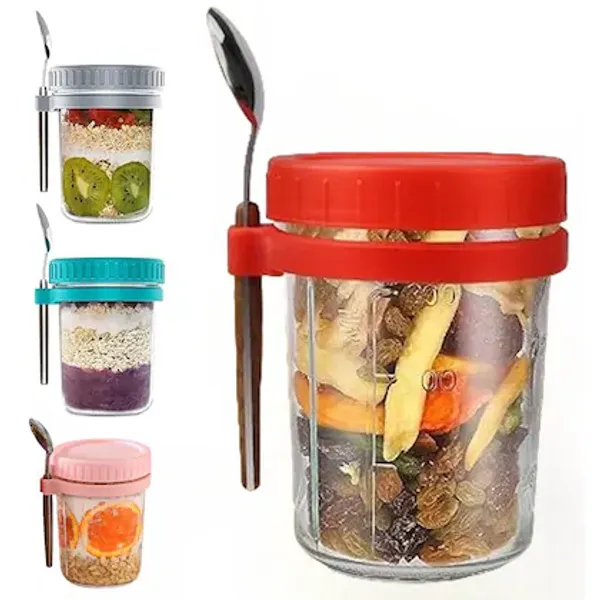Multicolor_350_Ml_Glass_Storage_Container_Overnight_Oats_Containers_With_Lids_And_Spoons_Glass_Mason_Jars_For_Overnight_Oats_Leak_Proof_Oatmeal_Container_-_-_Pack_Of_4