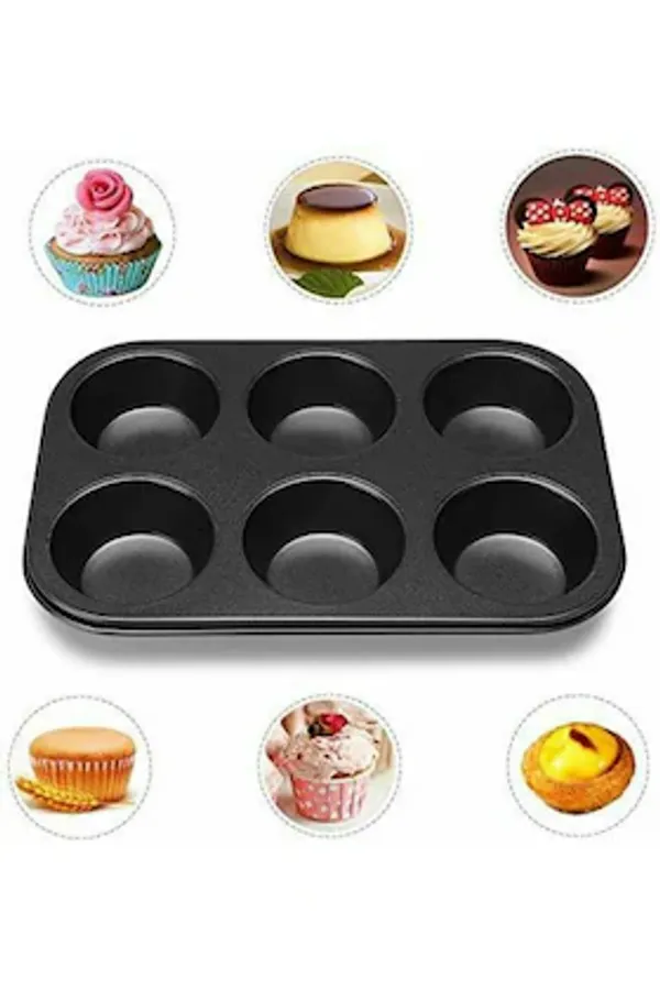 Black_6_Slot_Muffin_Baking_Pan_Carbon_Steel_Cupcake_Tins_Shell_Design_Nonstick_Cupcake_Shell_Design