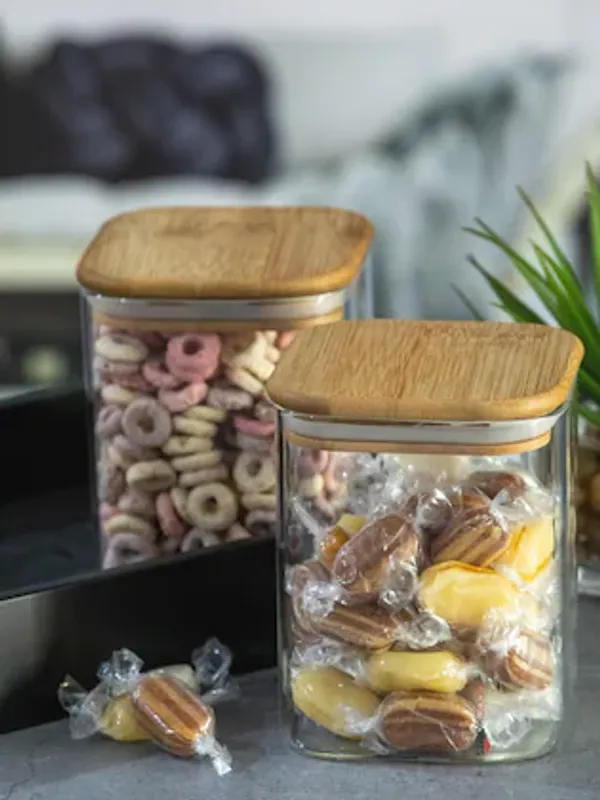 Transparent_Glass_Storage_Canister_With_Wooden_Lid_Set_Of_6_Square_Glass_Jars_With_Bamboo_Lids_Glass_Food_Storage_Containers_For_Pasta_Cereal_Flour_Sugar_Best_For_Kitchen_&_Pantry_700Ml