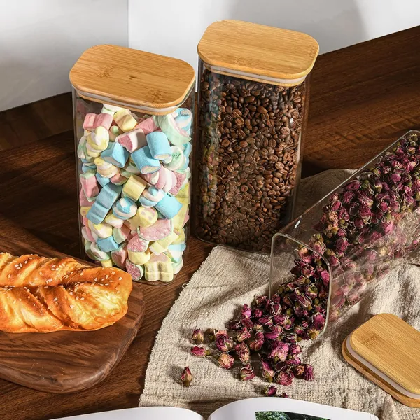 Transparent_Rectangle_Airtight_Glass_Storage_Containers_With_Bamboo_Lids_(Set_Of_3)_Square_Food_Storage_Jar_Pantry_Organizers_For_Cereal_Flour_Pasta_And_Coffee_Beans_(Pack_Of_3)