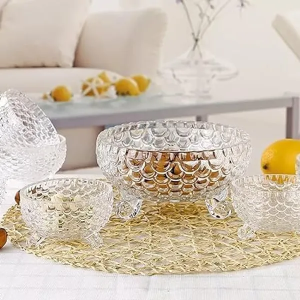 Transparent_Clear_Glass_Serving_Bowl_Set_Of_7_Premium_Glassware_Tableware_For_Desserts_Ice_Fruit_Candy_Pasta_Salad_And_More_Includes_1_Large_Bowl_And_6_Small_Bowls