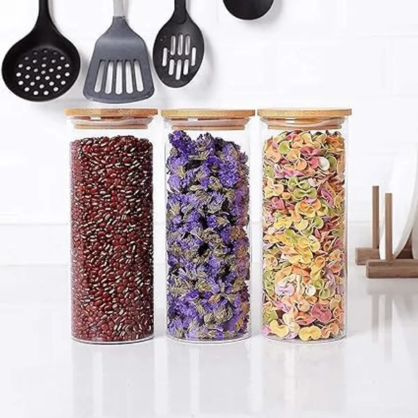 Transparent_Clear_1400_Ml_Round_Wooden_Lid_Glass_Jar_Food_Storage_Containers_Set_Airtight_Food_Jars_With_Kids_Kitchen_Canisters_For_Sugar_Candy_Cookie_Rice_And_Spice_Jars_((1.4_L)_(Set_Of_3)