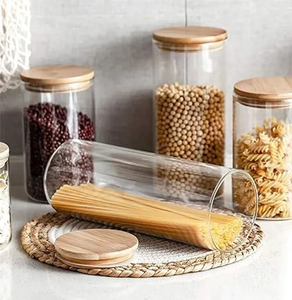 Transparent_Clear_1400_Ml_Round_Wooden_Lid_Glass_Jar_Food_Storage_Containers_Set_Airtight_Food_Jars_With_Kids_Kitchen_Canisters_For_Sugar_Candy_Cookie_Rice_And_Spice_Jars_((1.4_L)_(Set_Of_3)