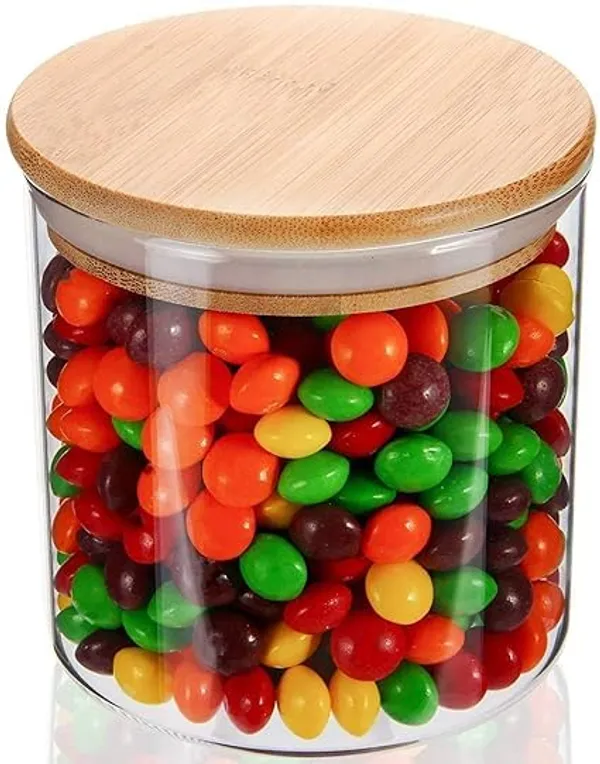 Transparent_Clear_650Ml_Round_Glass_Storage_Jar_With_Airtight_Wooden_Lid_Leakproof_Kitchen_Container_Set_Of_6