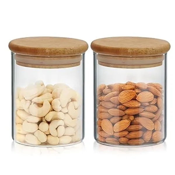 Transparent_Clear_650Ml_Round_Glass_Storage_Jar_With_Airtight_Wooden_Lid_Leakproof_Kitchen_Container_Set_Of_6