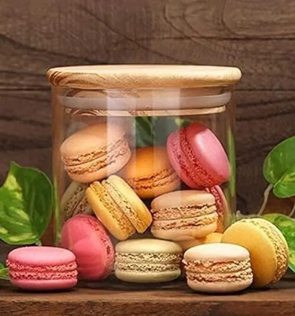 Transparent_Clear_650Ml_Round_Glass_Storage_Jar_With_Airtight_Wooden_Lid_Leakproof_Kitchen_Container_Set_Of_6