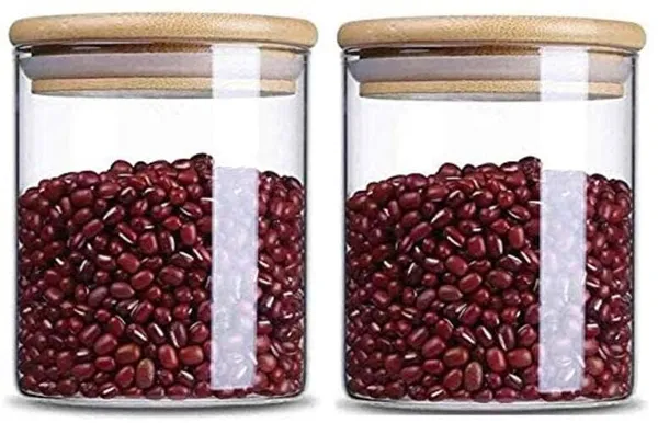 Transparent_Clear_650Ml_Round_Glass_Storage_Jar_With_Airtight_Wooden_Lid_Leakproof_Kitchen_Container_Set_Of_6