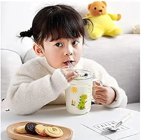 Transparent_Clear_Glass_Mug_Random_Design_Cartoon_Pattern_Creative_Multipurpose_Drinking_Measuring_Cup_With_Silicone_Straw_And_Lid_(350Ml+400Ml)_-Pack_Of_2