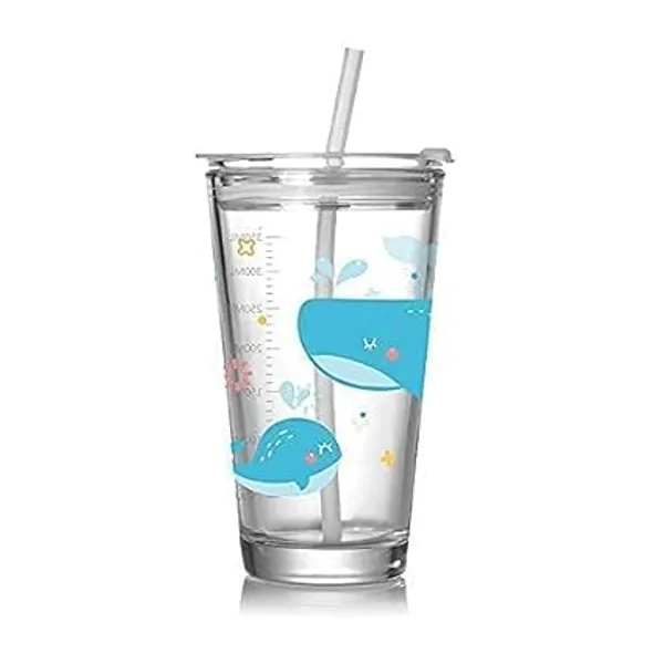 Transparent_Clear_Glass_Tumbler_With_Straw_And_Lid_Reusable_Coffee_Tumbler_Multipurpose_Travel_Sipper_For_Juice_Smoothies_Cold_And_Hot_Beverages_300Ml_Dolphin_Mug
