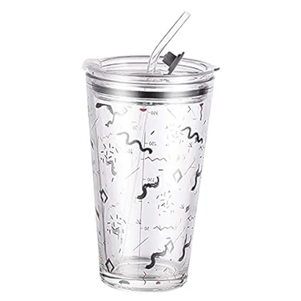 Transparent_Clear_Glass_Tumbler_With_Straw_And_Lid_Reusable_Coffee_Tumbler_Multipurpose_Travel_Sipper_For_Juice_Smoothies_Cold_And_Hot_Beverages_300Ml_Dolphin_Mug