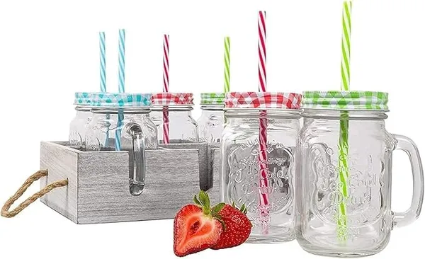 Transparent_Solid_Containers_For_Juice_Water_Shakes_And_Milk_Home_And_Restaurant_Use_(Reusable_Straw_Freeee)_Glass_Mason_Jar_With_Straw_And_Handle(Multicolor)_(Set_Of_1)
