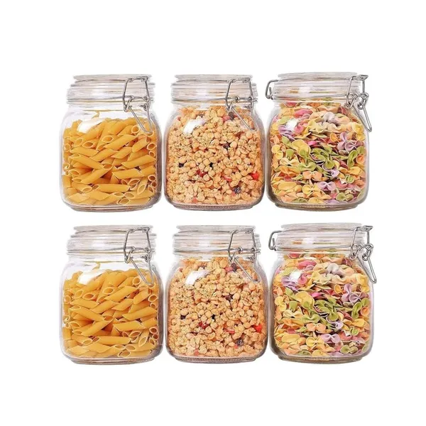 Transparent_Clear_750_Ml_Glass_Cookie_And_Candy_Jars_With_Lids_Airtight_Storage_Glass_Jar_Clear_Container_Preserving_Seal_Wire_Clip_Fastening_For_Flour_Pasta_Coffee_Candy_(Set_Of_2)