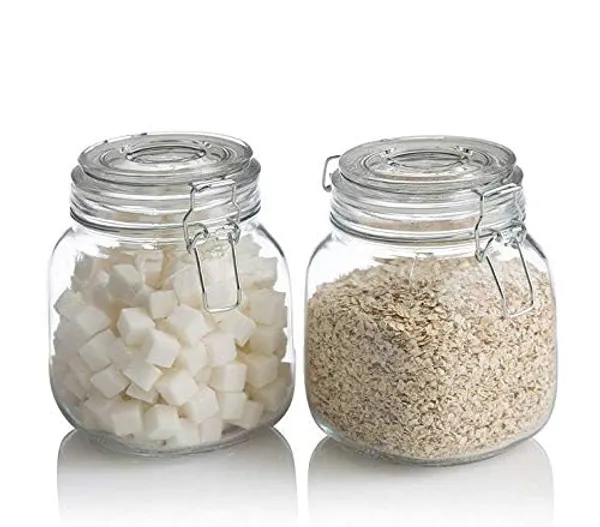 Transparent_Clear_750_Ml_Glass_Cookie_And_Candy_Jars_With_Lids_Airtight_Storage_Glass_Jar_Clear_Container_Preserving_Seal_Wire_Clip_Fastening_For_Flour_Pasta_Coffee_Candy_(Set_Of_2)