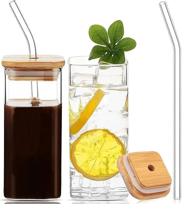 Transparent_Square_Glass_Mason_Jar_Mug_Sipper_With_Airtight_Wooden_Lid_&_Glass_Straw_-_350Ml_Reusable_Travel_Tumbler_For_Hot_&_Cold_Drinks-Juice_Iced_Tea_Smoothie_(Set_Of_2)