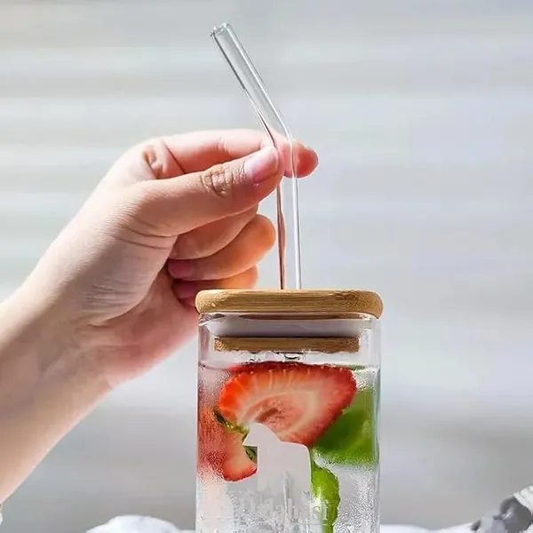 Transparent_Square_Glass_Mason_Jar_Mug_Sipper_With_Airtight_Wooden_Lid_&_Glass_Straw_-_350Ml_Reusable_Travel_Tumbler_For_Hot_&_Cold_Drinks-Juice_Iced_Tea_Smoothie_(Set_Of_2)
