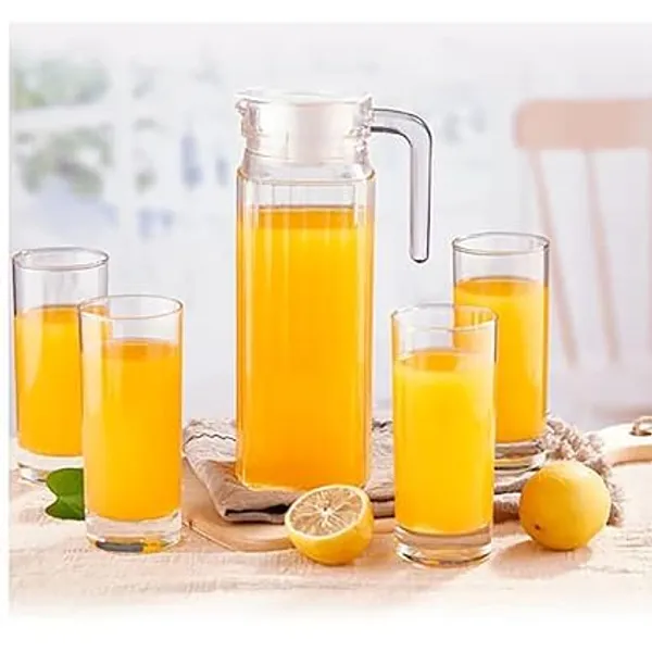 _Clear_Italian_Premium_Water_And_Juice_Glasses,_Set_Of_6_And_Jug_Set_Combo,_(6_Pieces_Glasses_350Ml_And_1_Water_Juice_Jug_1_Liter),_Transparent,_Glass_And_Jug_Set