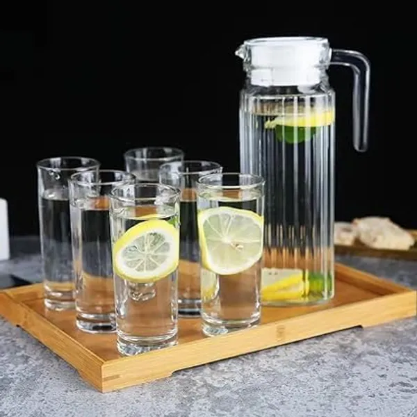 _Clear_Italian_Premium_Water_And_Juice_Glasses,_Set_Of_6_And_Jug_Set_Combo,_(6_Pieces_Glasses_350Ml_And_1_Water_Juice_Jug_1_Liter),_Transparent,_Glass_And_Jug_Set