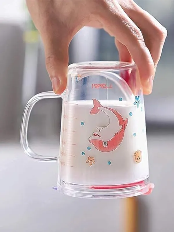 Transparent_Glass_Drinking_Mug_Cartoon_Printed_Design_With_Handle_And_Clear_Lid_With_Scale_Straw_For_Coffee_Juice_Milk_And_Multiple_Usage_Sipper_400_Ml_(Pack_Of_6_Clear)