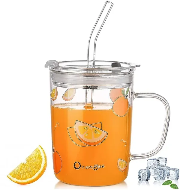 Transparent_Dakshayanii_Random_Design_Cartoon_Print_Creative_Milk_Glass_Sipper_Cup/Mug_With_Handle_And_Spill_Proof_Lid_And_Straw_Tumbler_-_350_Ml_(Set_Of_1)