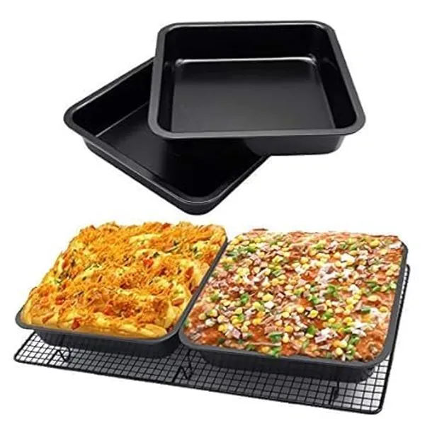 Black_Carbon_Steel_Square_Bakeware_Cake_Pan_Set_Black