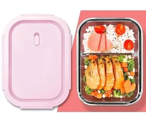 Transparent_Clear_Standard_Glass_Lunch_Box_Microwave_Oven_Safe_Food_Containers_Tiffin_1000_Ml_With_3_Partition/Compartment_Lunch_Box_T_With_Clamp_Plastic_Lid_Proof_Airtight_(Random_Color_Set_Of_1)