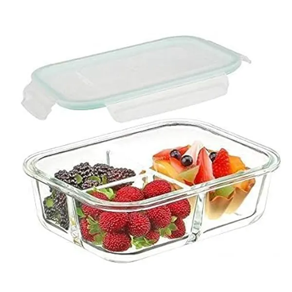 Transparent_Clear_Standard_Glass_Lunch_Box_Microwave_Oven_Safe_Food_Containers_Tiffin_1000_Ml_3_Partition/Compartment_Lunch_Box_T_With_Clamp_Plastic_Lid_Proof_Airtight_(Set_Of_1)