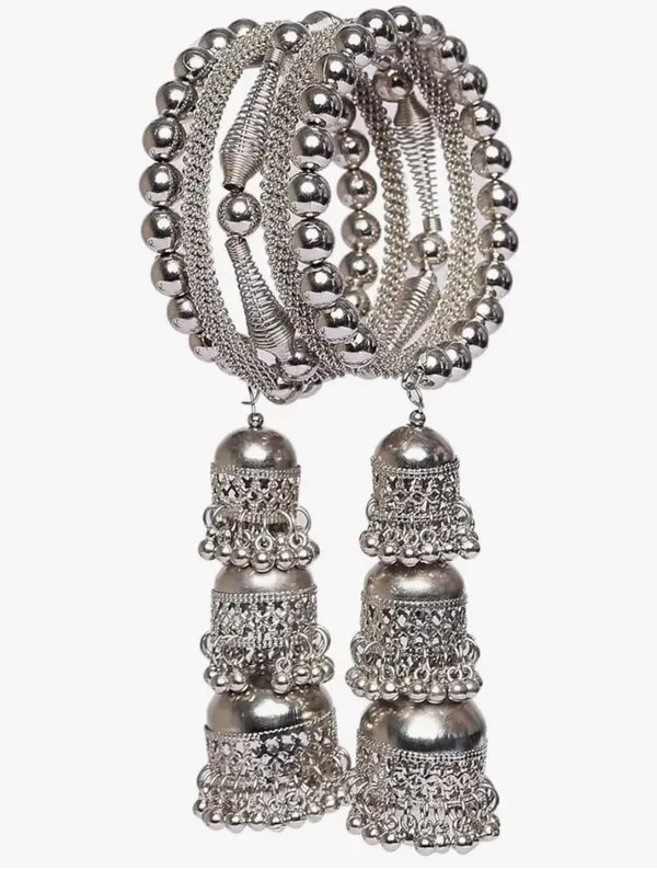 Silver_And_Black_Jhumka_Grace_Handcuff_For_Women_(Pack_Of_2)