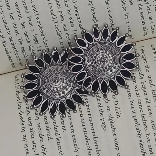 Silver_Black_Midnight_Sunburst_Earrings_For_Women