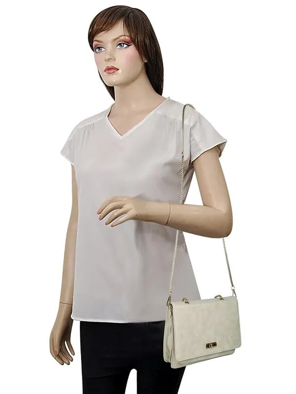 Cream_Premium_Pu_Leather_Sling_Bag_For_Women