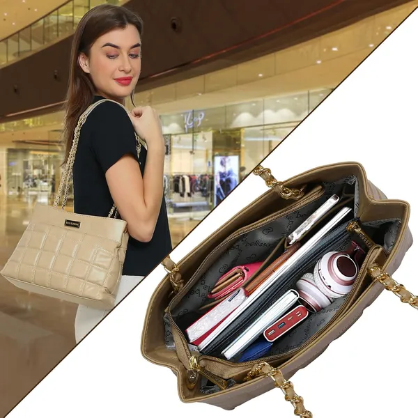 Beige_Premium_Pu_Leather_Shoulder_Bag_For_Women