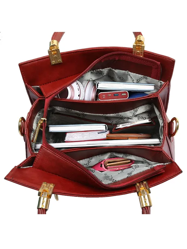 Maroon_Premium_Pu_Leather_Handbag_For_Women