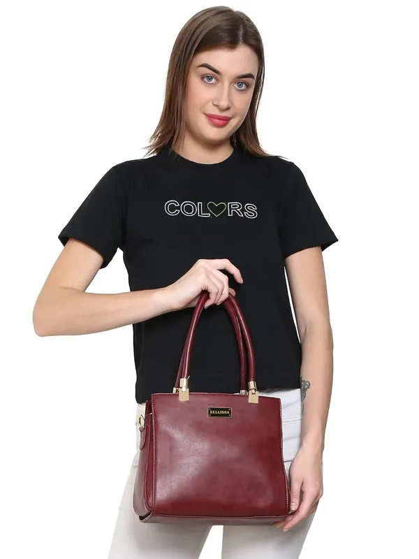 Maroon_Premium_Pu_Leather_Handbag_For_Women
