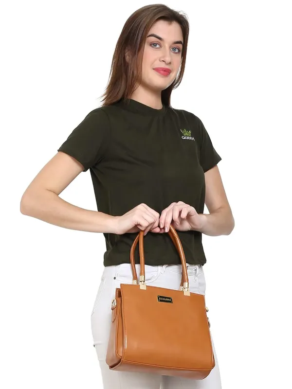 Tan_Premium_Pu_Leather_Handbag_For_Women