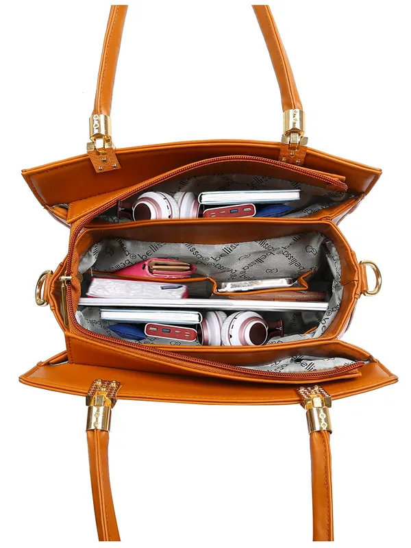 Tan_Premium_Pu_Leather_Handbag_For_Women