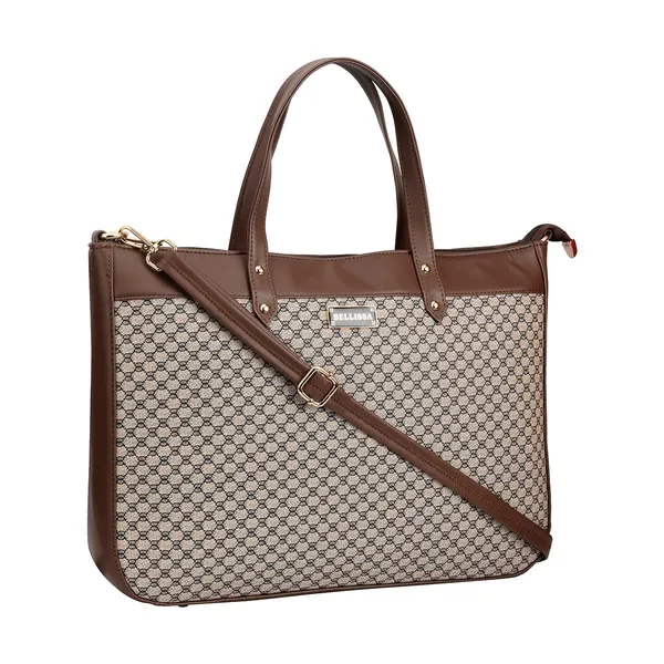 Beige_Premium_Pu_Leather_Laptop_Bag_For_Women