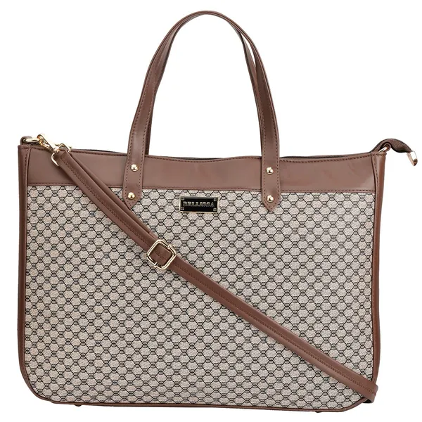 Beige_Premium_Pu_Leather_Laptop_Bag_For_Women