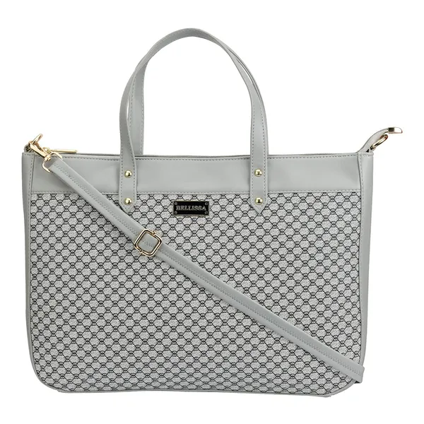 Grey_Premium_Pu_Leather_Laptop_Bag_For_Women