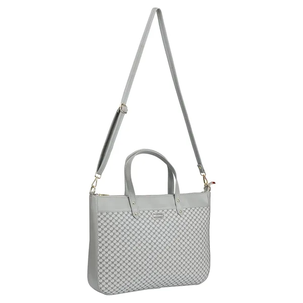 Grey_Premium_Pu_Leather_Laptop_Bag_For_Women