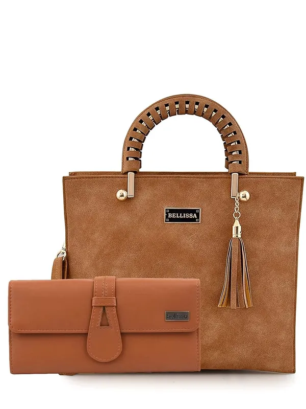 Beige_Premium_Pu_Leather_Combo_Handbag_For_Women