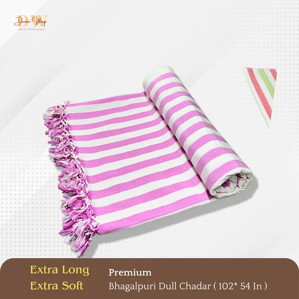 Striped_Pink_Cotton_Queen_Size_Bhagalpuri_Dull_Blanket