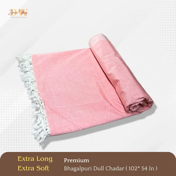 Plain_Peach_Cotton_Queen_Size_Bhagalpuri_Dull_Blanket