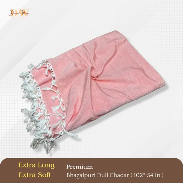 Plain_Peach_Cotton_Queen_Size_Bhagalpuri_Dull_Blanket