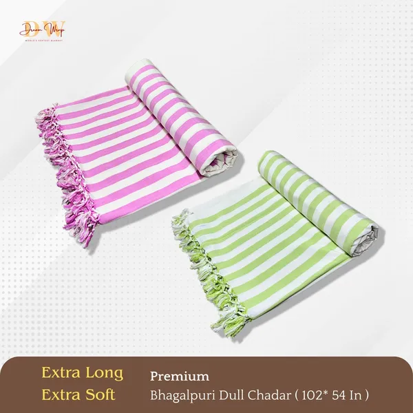 Pack_Of_2_Striped_Pink_&_Green_Cotton_Queen_Size_Bhagalpuri_Dull_Blanket