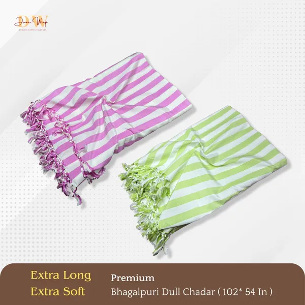Pack_Of_2_Striped_Pink_&_Green_Cotton_Queen_Size_Bhagalpuri_Dull_Blanket